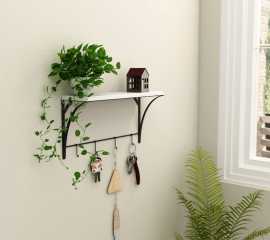 Frosty White Hedwig Wall Shelf with Hanging Hooks, ¥ 450