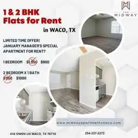 Spacious 2 BHK Apartments for Rent in Waco, TX, Waco
