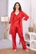 Buy Red Satin Valentine Night Suit For Women For V, ₹ 2,115