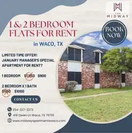 Rent Spacious 2 BHK Apartment in Waco, TX   , Waco