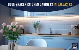 Blue Shaker Kitchen Cabinet in Dallas TX, Dallas