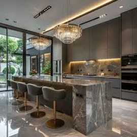 Build Modern Kitchen Island with Marble Countertop, Sydney