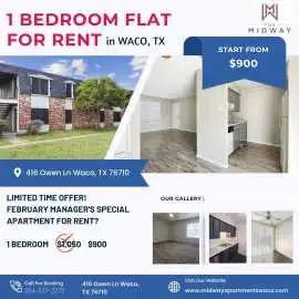  Affordable 1 BHK Flat for Rent in Waco, TX , Waco
