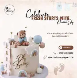 Cute Baby Shower Cake Made for Precious Moments, Dubai