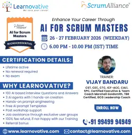  AI for Scrum Masters | Live Online Weekday Workshop | 26–27 Feb 2026  | Learnovative