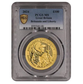 1oz Gold Britannia & Liberty Coin PCGS MS69 , London