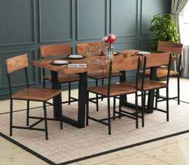 Natural Live Edge Dining Set - 6 Seater for Rustic, ₹ 60,499