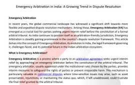 Emergency Arbitration in India: A Growing Trend in, Safdarjung Enclave