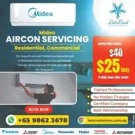 Midea Aircon Servicing, $ 25