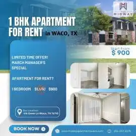 1 Bedroom Apartment for Rent in Waco, TX, Waco
