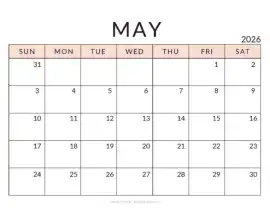 Plan Ahead Using a May 2026 Monthly Calendar, Dover