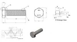 DIN 933 A2-70 Hexagon Head Bolts—High-Strength Sta, Sonipat