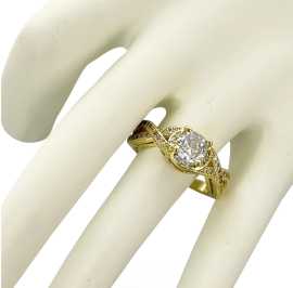 Gold Plated CZ Twist Ring – Kaash Jewelry, Los Angeles