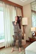 Luxe Leopard Printed Satin Night Suit For Women, ₹ 1,990