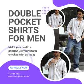Flat 75% Off on Double Pocket Shirts For Men, Delhi