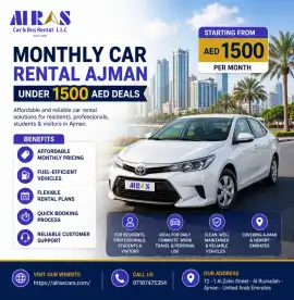 Monthly Car Rental Ajman Under 1500 AED Deals, Al Rumailah