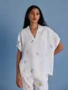 Explore Manan White Linen Tops – Shop New Arrivals, ¥ 11,100