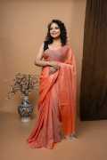 Baby Pink Handloom Linen Cotton Saree , Kolkata