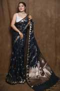  Black Muga Katan Cotton Saree, Kolkata