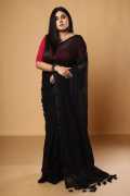 Black Mulmul Cotton Saree, Kolkata