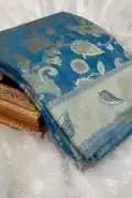 Blue Linen Cotton Saree , Kolkata