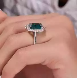 Best Halo Emerald Cut Moissanite Ring Online , Wilmington