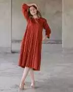 Shop Maple Rust Smock Cotton Dress Online For Wome, ₹ 1,850
