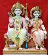 Elegant Marble Ram Sita Statue – Shankeshwar Moort, Jaipur