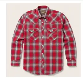 Shop Men’s Red Plaid Long Sleeve Western Snap Shir, $ 42