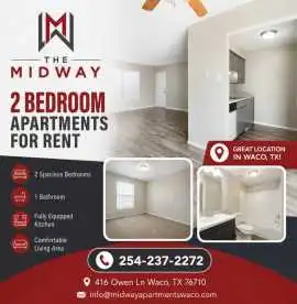 Spacious 2 BHK Flat for Rent in Waco, TX, Waco