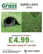 SUPER LAWN 20MM ARTIFICIAL GRASS SALE – ONLY £4.99, £ 5