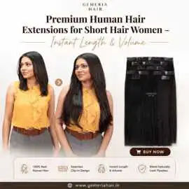 Premium Human Hair Extensions for Short Hair Women, Noida