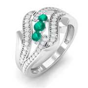 Designer Emerald and Diamond Engagement Ring, ps 1,119