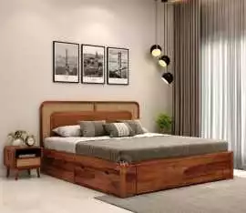 Stylish Wooden Street King Bed – Sturdy Frame, Ele, Rp 34,999