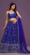 Make a Statement This Diwali in Blue Lehengas in H, $ 75