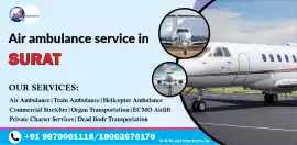 Air ambulance surat  Delhi with stretcher facility, Ahmedabad