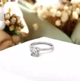 White Gold Plated Moissanite Solitaire Ring by Auo, $ 77