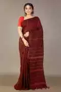 Dark-Maroon Khesh Cotton Saree , ¥ 1,500