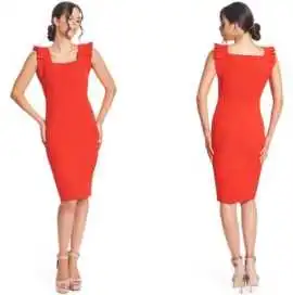 Red Square Neck Dress, Sonoma