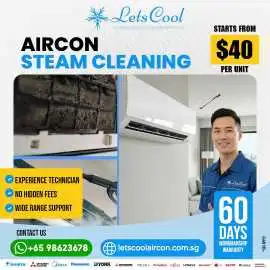 Aircon Steam Cleaning vs Chemical Cleaning – Pros,, $ 40