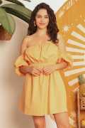 Mango Cotton Cold Shoulder Puff Short Sleeve Mini , $ 32