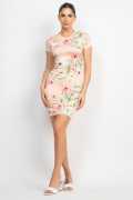 Short Sleeve Floral Bodycon Dress, Los Angeles