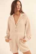 Cream Woven Corduroy Romper, Los Angeles