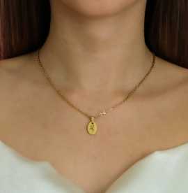 Zodiac Sign Engraved minimalist Necklace, ps 13
