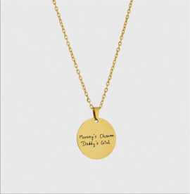 Actual Handwriting Disc Necklace, $ 16