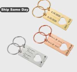 Engraved Heart Bar Keychain, Los Angeles