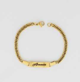 Women Custom Coordinate Gold Curb Link Bracelet, $ 16
