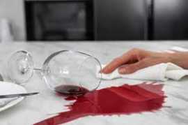 Wine Spills on White Marble Kitchen Countertop, North Sydney
