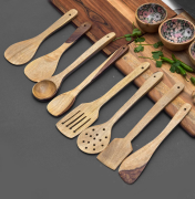 WHITE SHEESHAM WOOD SPATULAS SET OF 8, Jaipur