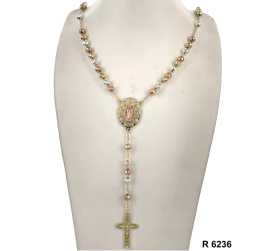 Guadalupe Oval Disco Ball Beads Rosary, $ 8